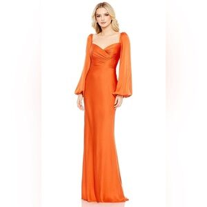 Mac Duggal Bishop Sleeve Wrap Bodice Evening Gown 68335 NWT